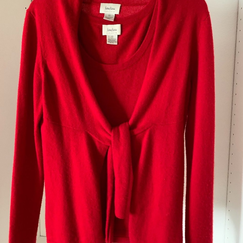 Neiman Marcus Red Cashmere Sweater Set